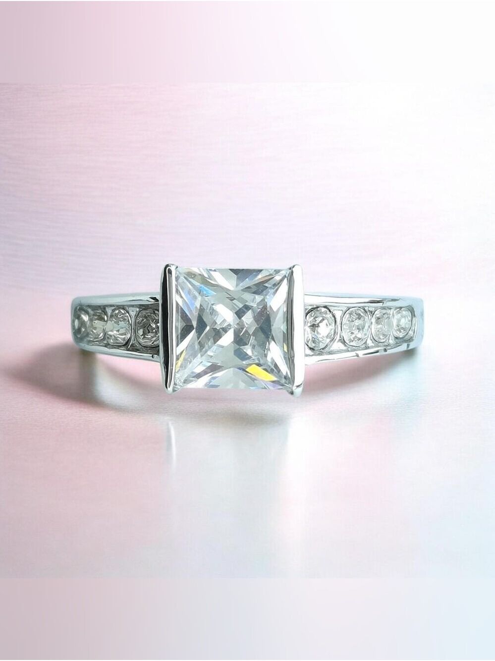 Princess cut CZ Ring Sterling Silver size 9 🆕